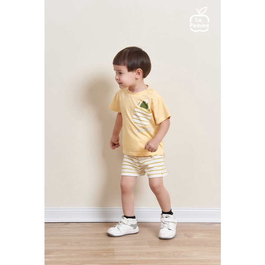 Bộ La Pomme cộc tay Bamboo cotton cao cấp mềm mịn thoáng mát thấm hút tốt túi ngực quả thơm cho bé trai bé gái 12017