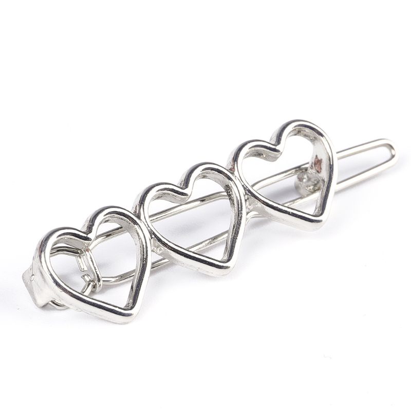 Flgo Kẹp Tóc Hình Trái Tim Ba Trái Tim Ba Màu Ánh Kim Ngọt Ngào Bề Mặt Mịn Màng