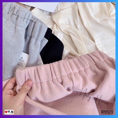 Quần Baggy Nhung size S M L XL  Màu Đen, Be, Xanh, Hồng Hàng Loại 1