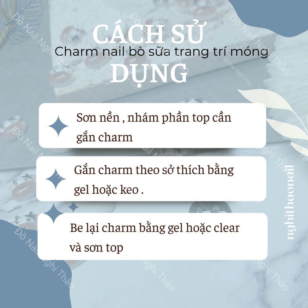 Charm nail bò sữa trang trí móng