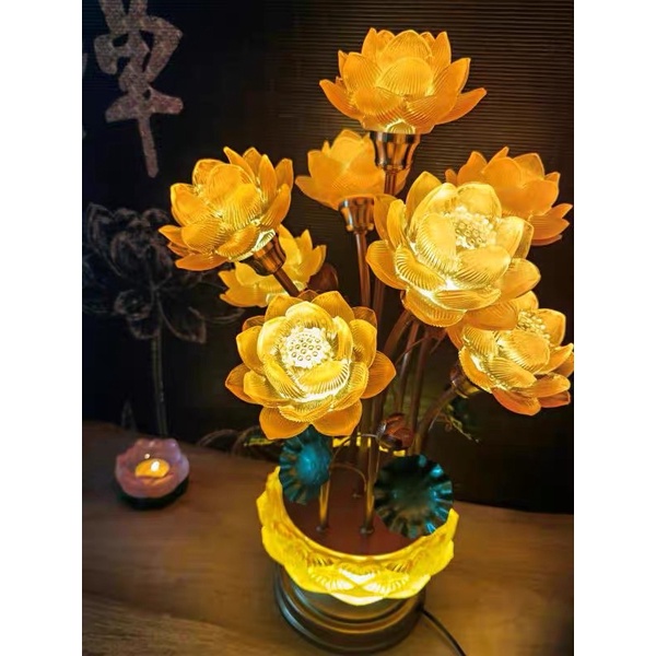 ĐÈN LED HOA SEN LƯU LY THỜ CÚNG TRANG TRÍ