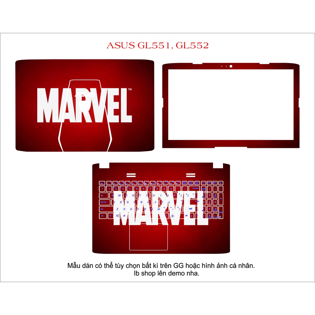 Skin dán cho laptop Asus GL551 , GL552 ,  theo yêu cầu các dòng vivobook ,zenbook , Gaming , ExpertBook