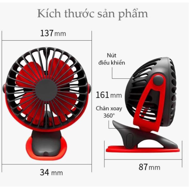 Quạt Mini Để Bàn Yoobao F04 6400mAh tích điện, Quạt Kẹp Đa Năng Sử Dùng Đến 32H, Xoay 720 Độ