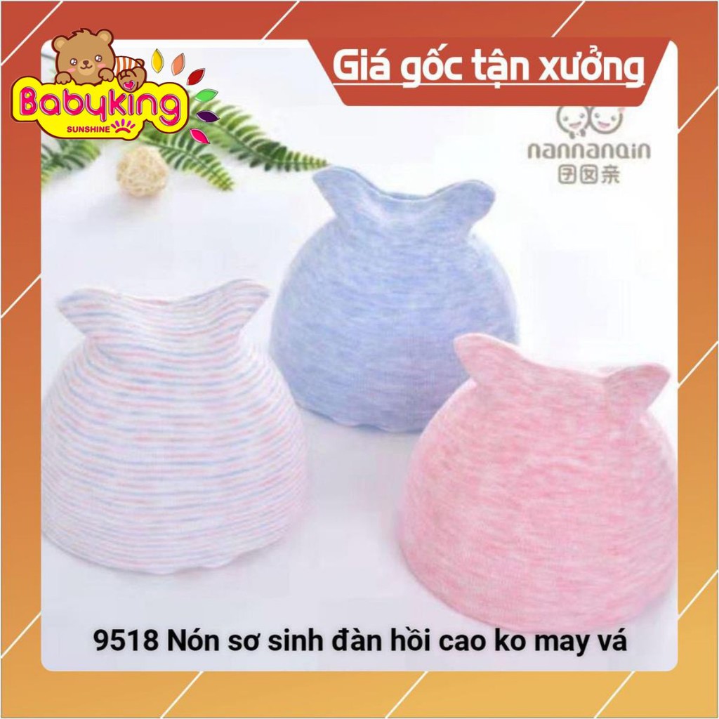 Nón sơ sinh cho bé từ 0-6 tháng đàn hồi cao không may vá (2 cái) 9518,chất liệu cotton 100%,thương hiệu Aiueo Nhật Bản