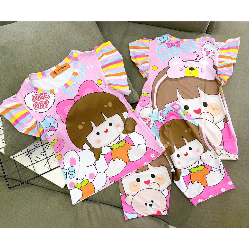 Đồ bộ thun lạnh 3D size đại cho bé gái 20-40 kg