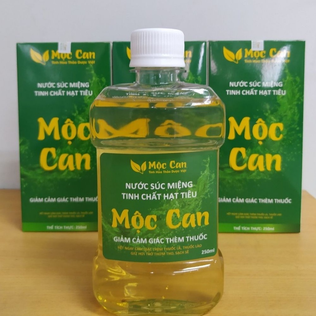 Cai thuốc lá thuốc lào vĩnh viễn Mộc Can, nước súc miệng hết hôi miệng, trắng răng, hơi thở thơm mát Chai 250ml