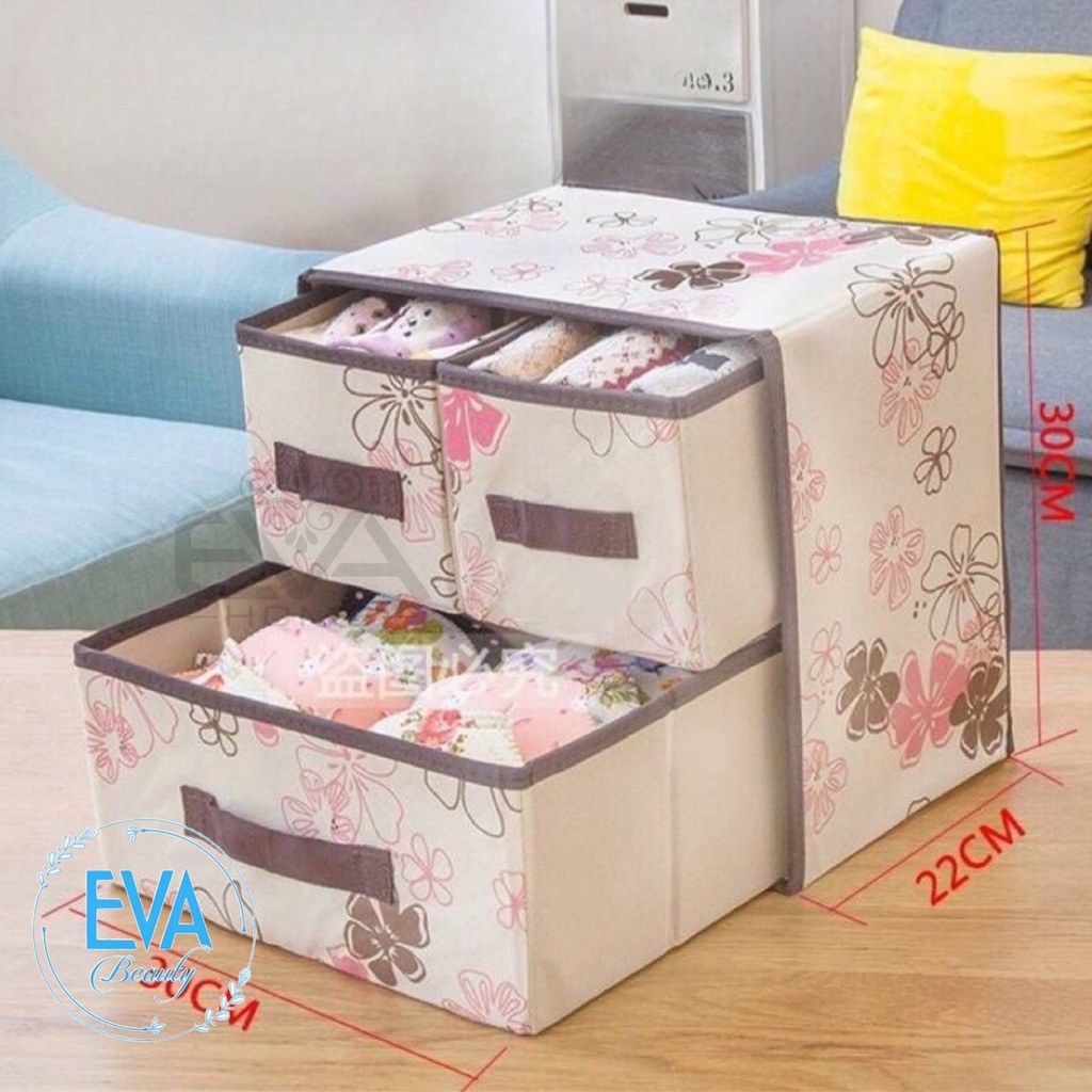 Tủ Vải Đựng Đồ Đa Năng 2 Tầng 3 Ngăn Khung Cứng Chắc Chắn M367