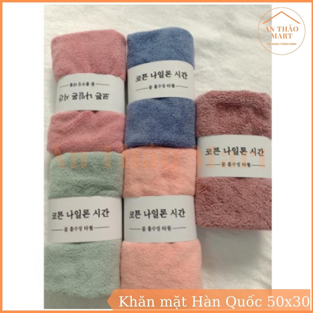 Khăn Mặt Hàn Quốc Siêu Mềm Mại 50x30cm, Khăn Mặt Lông Cừu Siêu Thấm Hút