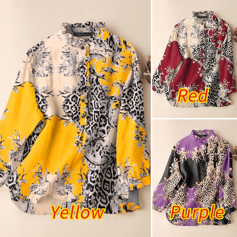 Zanzea Áo Kiểu Tay Dài Cổ Tròn Cài Nút Phong Cách Vintage Dành Cho Nữ