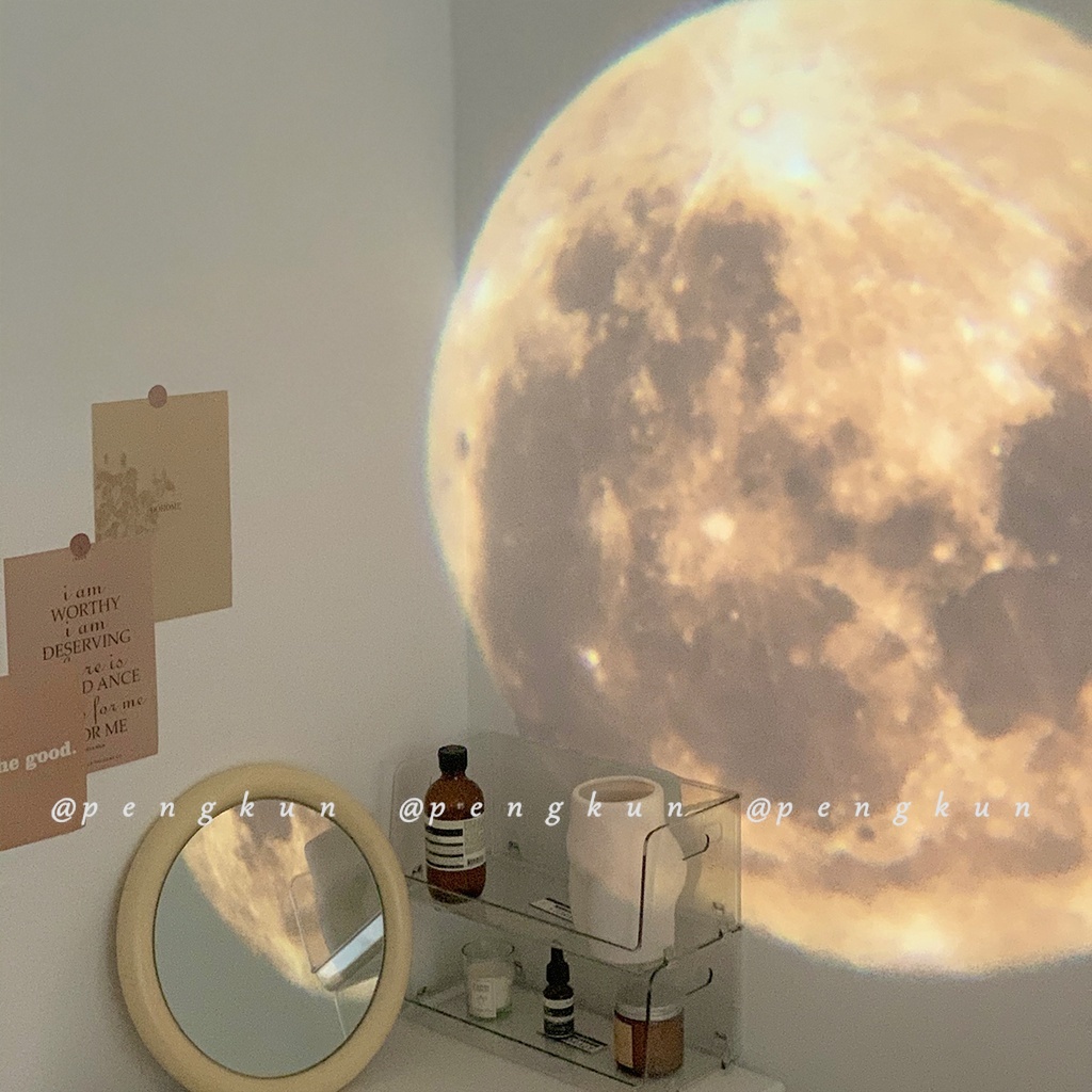 Ins Đèn Ngủ Chiếu Hình Mặt Trăng Trái Đất Hành Tinh Cổng USB Ánh Sáng Ban Đêm Lãng Mạn Ấm Áp Cho Phòng Ngủ Nữ