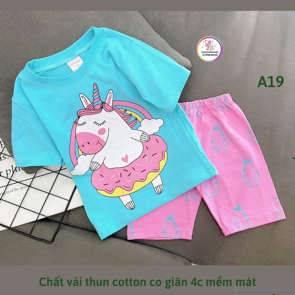 Bộ ngố bé gái - đồ bộ cho bé gái thun cotton size đại 20 đến 40kg A19