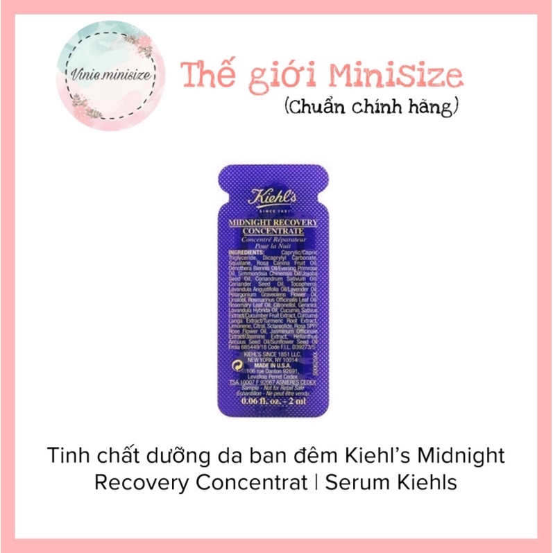 Tinh chất dưỡng da ban đêm Kiehl’s Midnight Recovery Concentrat/ Serum Kiehls | Vinie.minisize [Sample-Có sẵn]