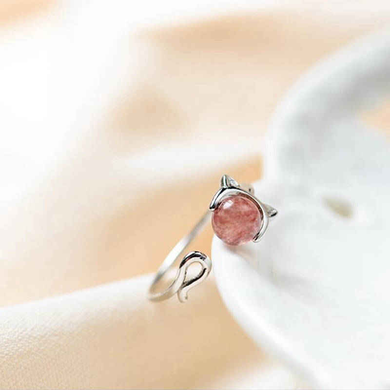 Nhẫn Hở Hình Mèo Đính Đá Thời Trang Cho Nữ