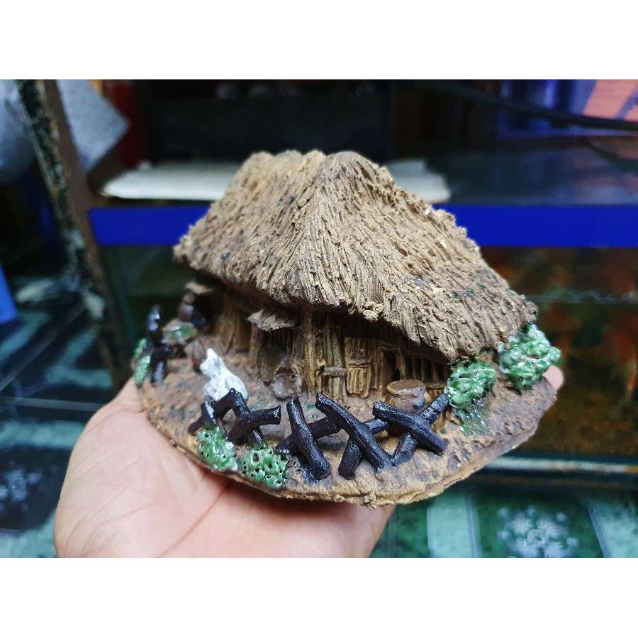 NHÀ LÁ TRANG TRÍ HỒ CÁ NON BỘ 15x11x10cm