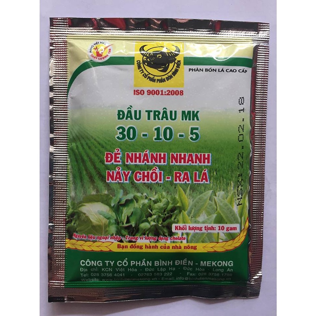 Phân bón lá Đầu trâu MK NPK 30-10-5 10GRAM giúp nảy chồi ra lá