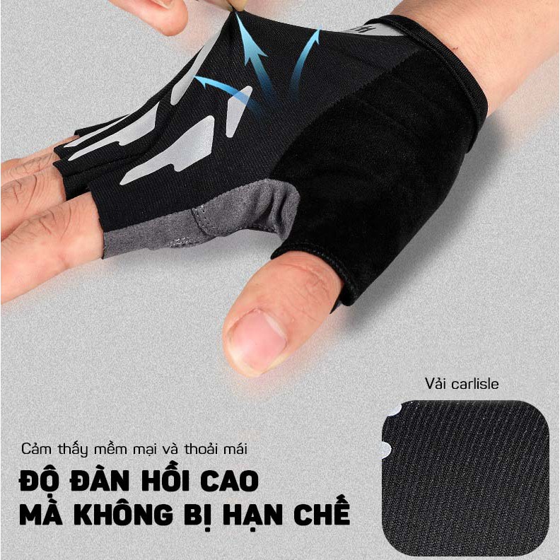 Găng Tay Xe Đạp Thể Thao Phản Quang Chống Trượt Giảm Xốc Nửa Ngón Tay WEST BIKING