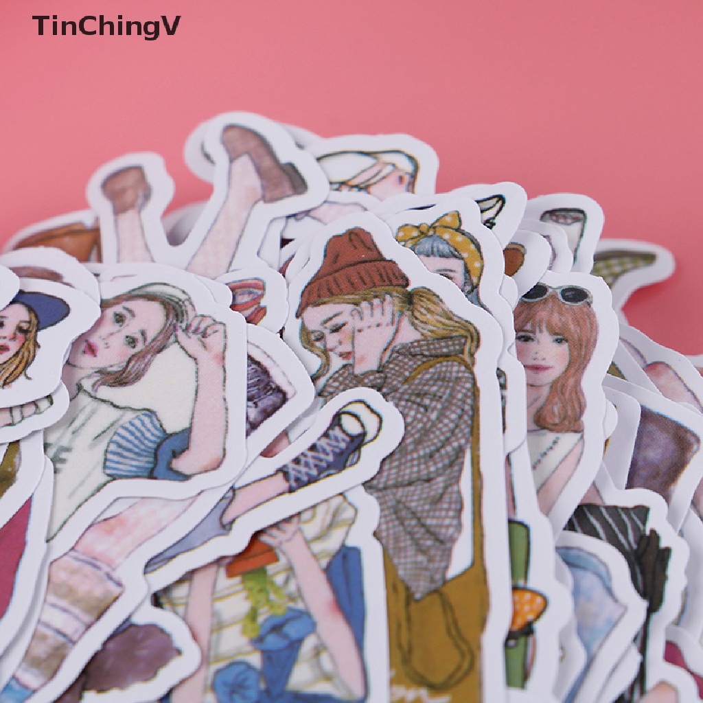 Gói 100 Sticker Dán Trang Trí Sổ Tay DIY Hình Cô Gái Dễ Thương