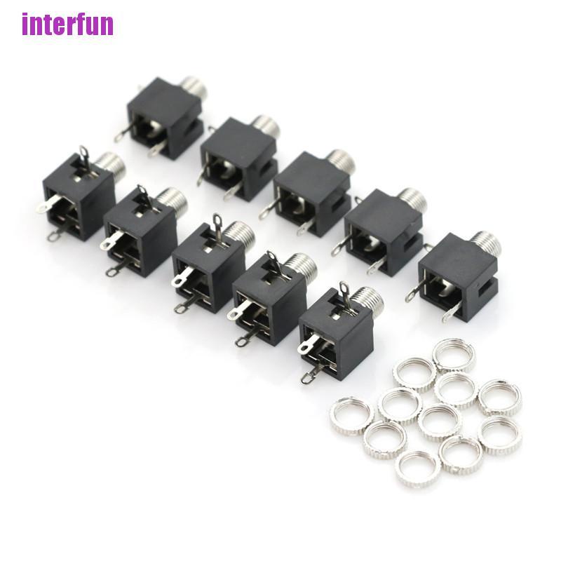 [Interfun1] 10 Pcs Panel Pcb Female 3.5Mm Headphone Jack Audio Connectors [Fun]