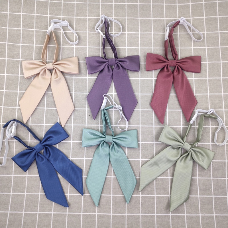 Nơ Thắt Cổ Áo Đồng Phục Bằng Lụa Polyester Phong Cách Nhật Bản Với 13 Màu Tùy Chọn