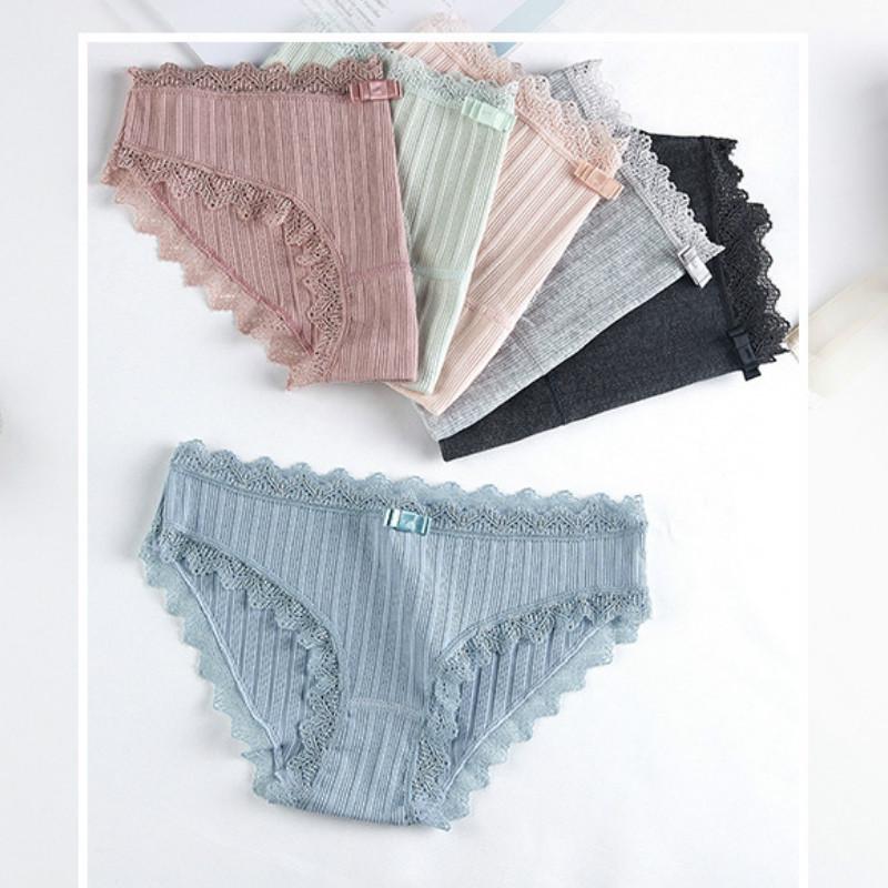 Quần Lót Cotton LEVAO Phối Ren Lưng Thấp Quyến Rũ Cho Nữ