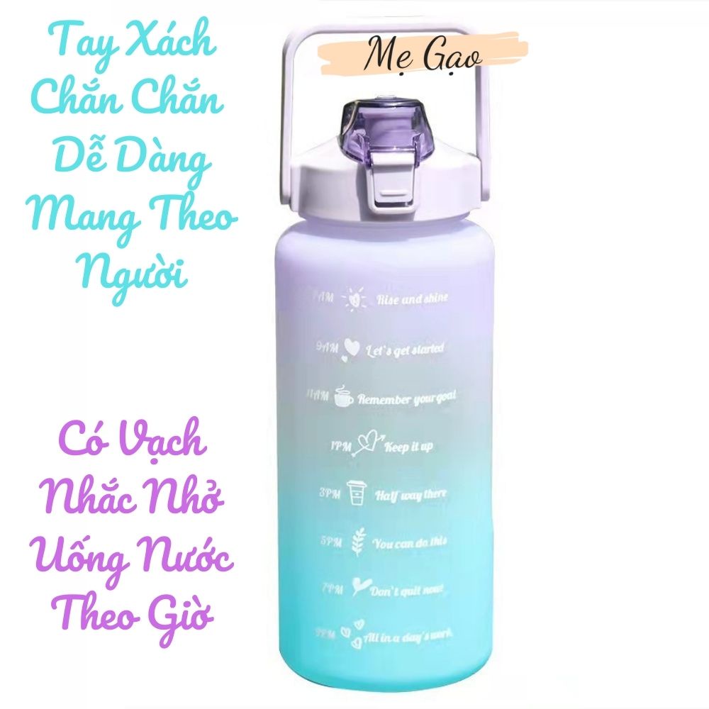 Bình Đựng Nước Cute 2 Lít Thể Thao Có Vòi Có Vạch Báo Giờ Uống Nước Nobihome,bình nước 2 lít cute thể thao có vòi
