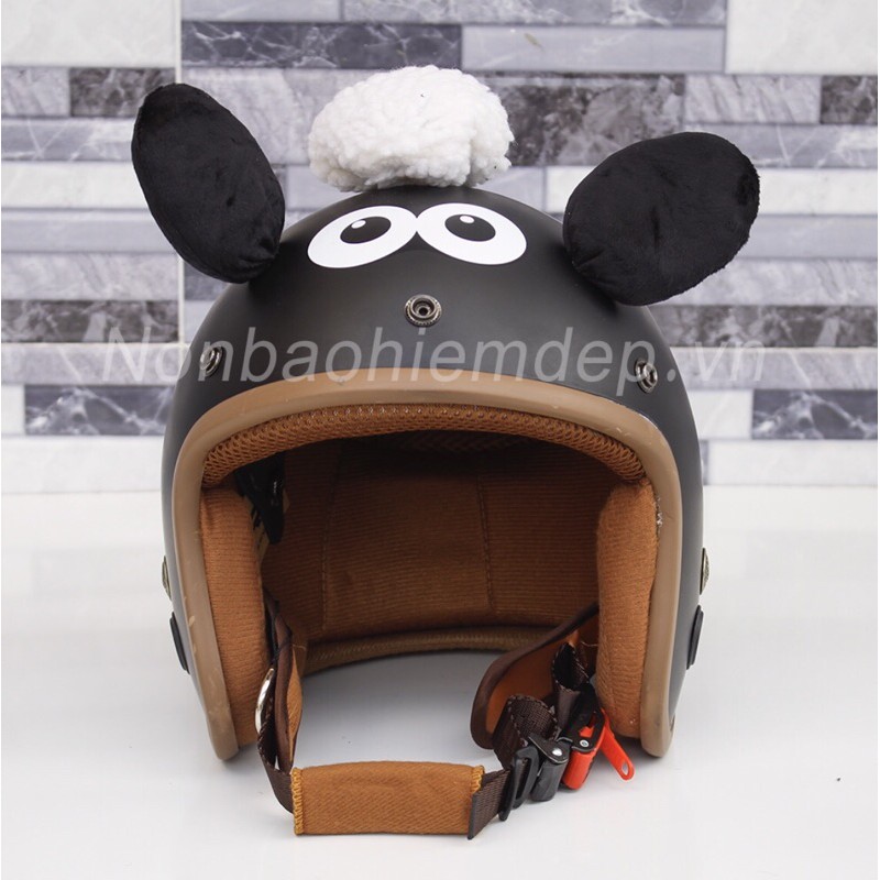 Nón bảo hiểm 3/4 hình con cừu siêu cute - có gắn tai lông ngộ nghĩnh