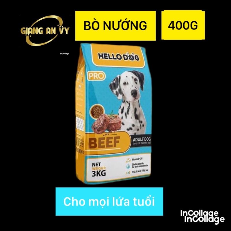 400g Hello dog vị bò nướng-thức ăn cho chó trưởng thành thumbnail