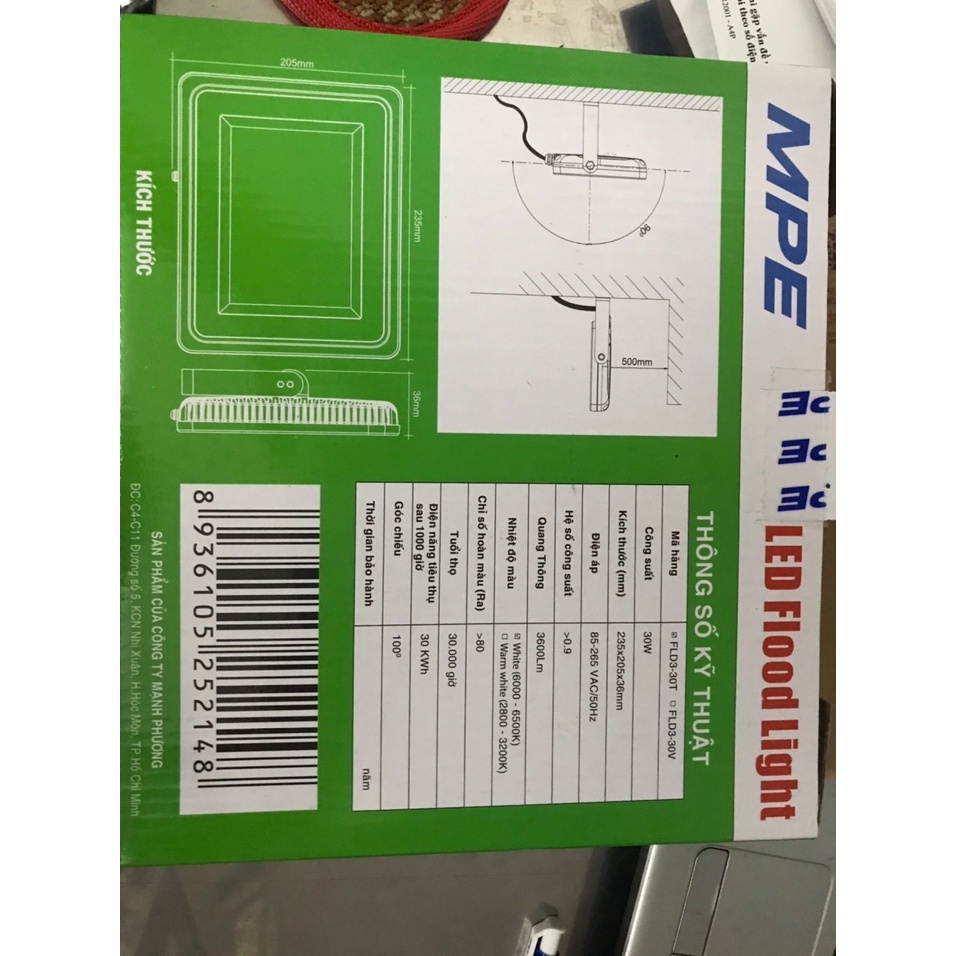 Đèn led pha Mpe 30W , 50W Trắng - FLD5-30T, FLD5-50T