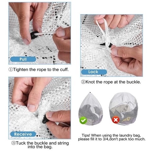 Túi lưới dây rút giặt đồ bảo quản quần áo du lịch đựng đồ chơi thích hợp cho áo phông áo vest đồ lót tất ngắn