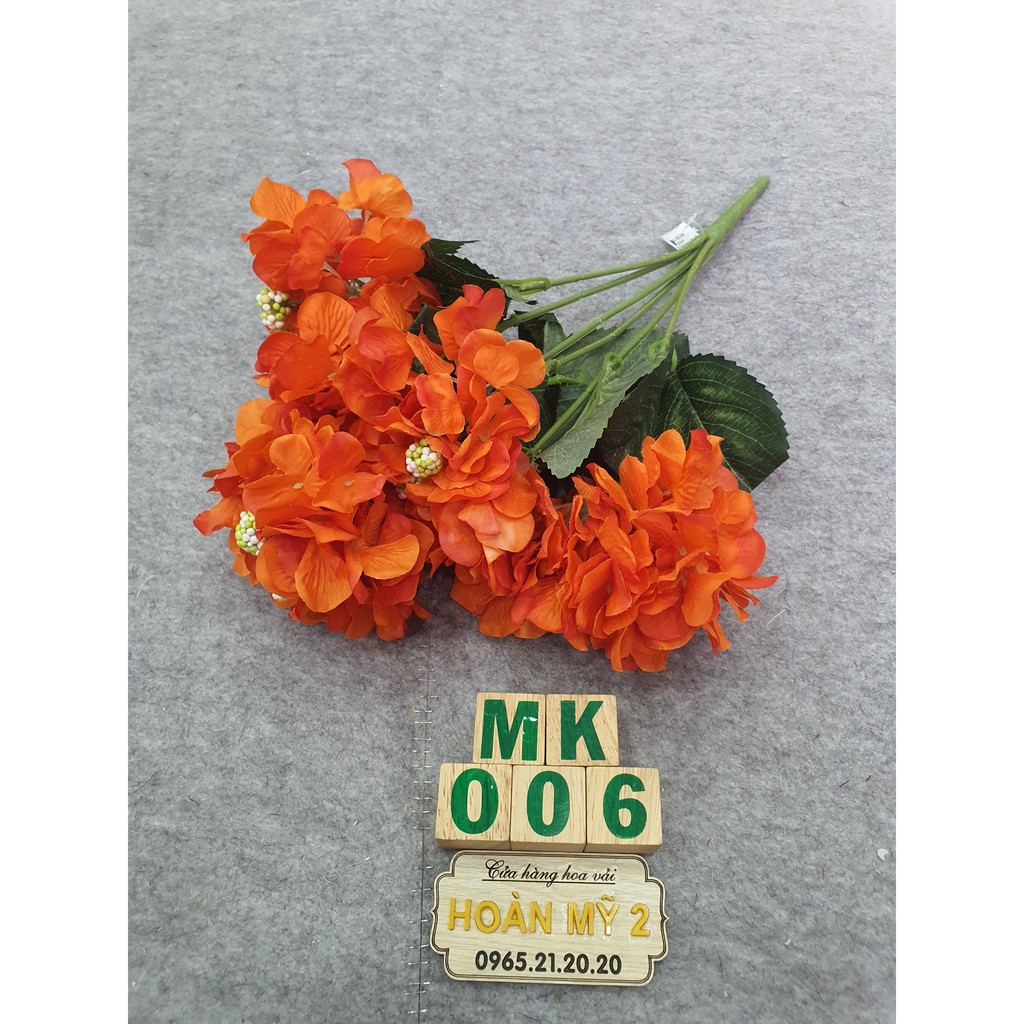 Hoa Vải Hoàn Mỹ 2 – Hoa Giả Bụi Hoa Cẩm Tú Cầu Tươi Hạt Xốp (MK006)