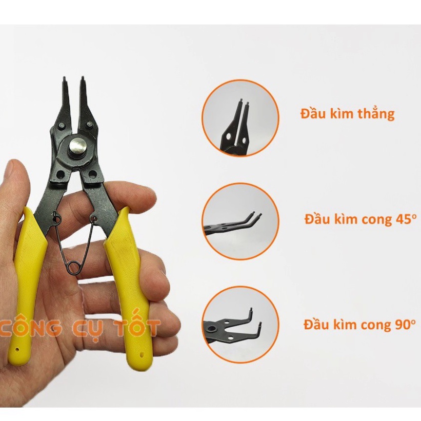 Kìm mở phe 4 đầu trong ngoài thẳng cong 170mm