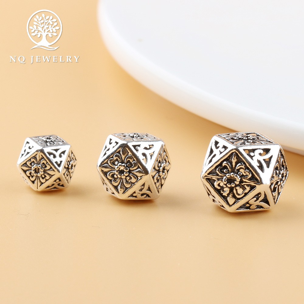 Charm bạc 925 Hạt rỗng đa giác xỏ - NQ Jewelry
