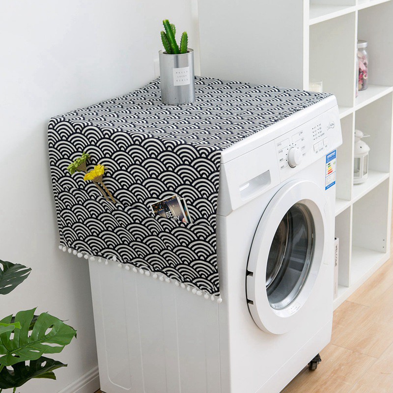 Cute Drum Washing Machine Cover Portable Household Single Door Refrigerator Cover Dustproof