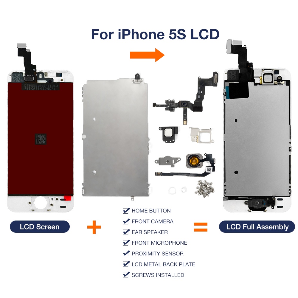 Dành Cho iPhone 5 5S 5C SE Màn Hình Hiển Thị Màn Hình Cảm Ứng Có Nút Home Camera Trước Hoàn Toàn Màn Hình LCD Hội Thay Thế Cao Cấp AAA + +