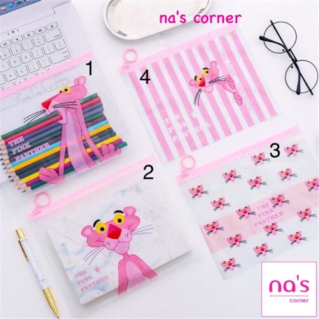 Túi zip ví chống thấm đựng bút, mỹ phẩm size A5 hình báo hồng dễ thương