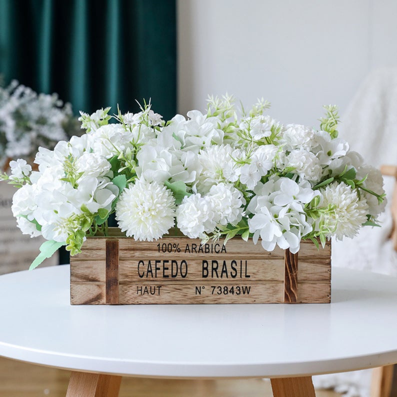 Hoa giả, giỏ hoa cẩm tú cầu mix tuyệt đẹp nhiều mẫu trang trí phòng khách, decor nhà cửa phong cách vintage