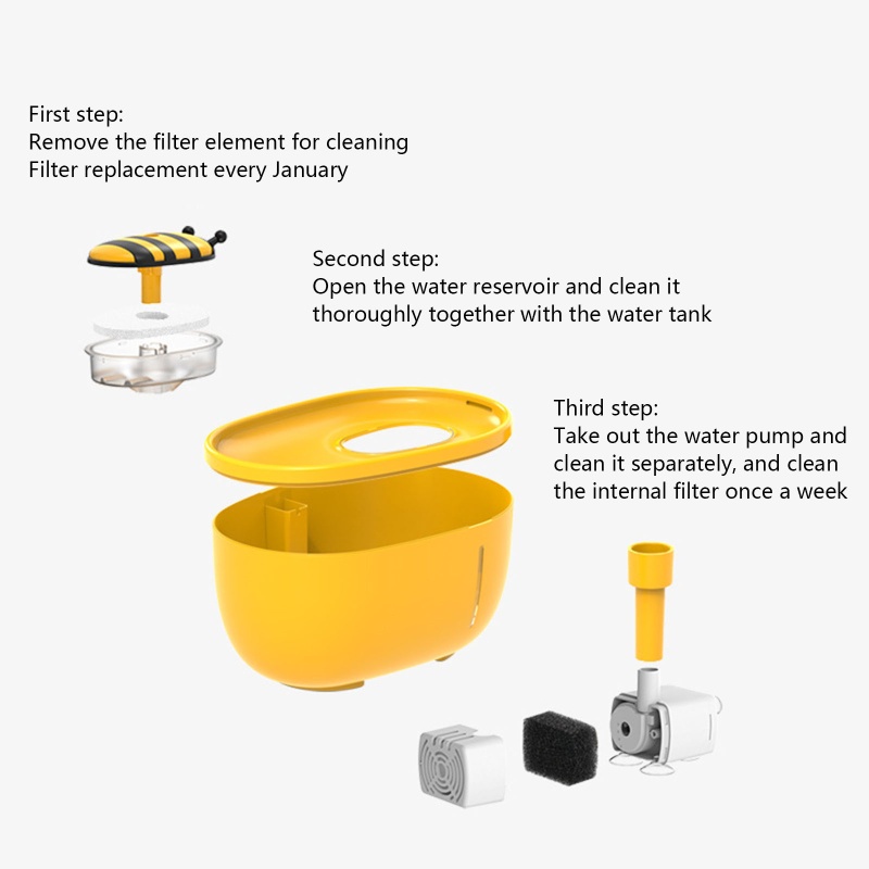 Máy Bơm Nước Uống Tự Động Siêu Yên Tĩnh 68 Oz Cho Mèo