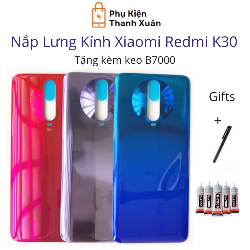 Nắp lưng Xiaomi Redmi K30 5G  - Chất liệu kính - Tặng kèm keo