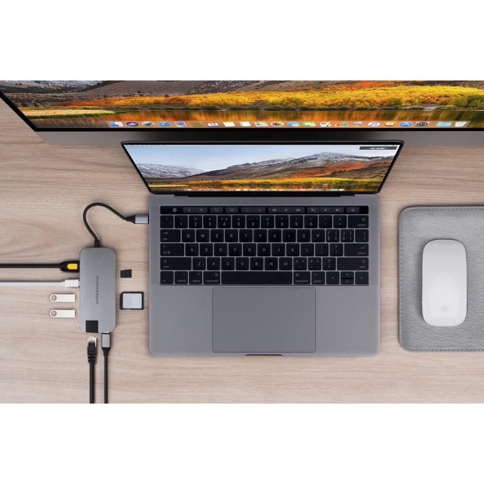 Cáp Hyperdrive SLIM 8 in 1 USB-C Hub for MacBook, PC & Devices chính hãng hub macbook cáp chuyển đổi macbook