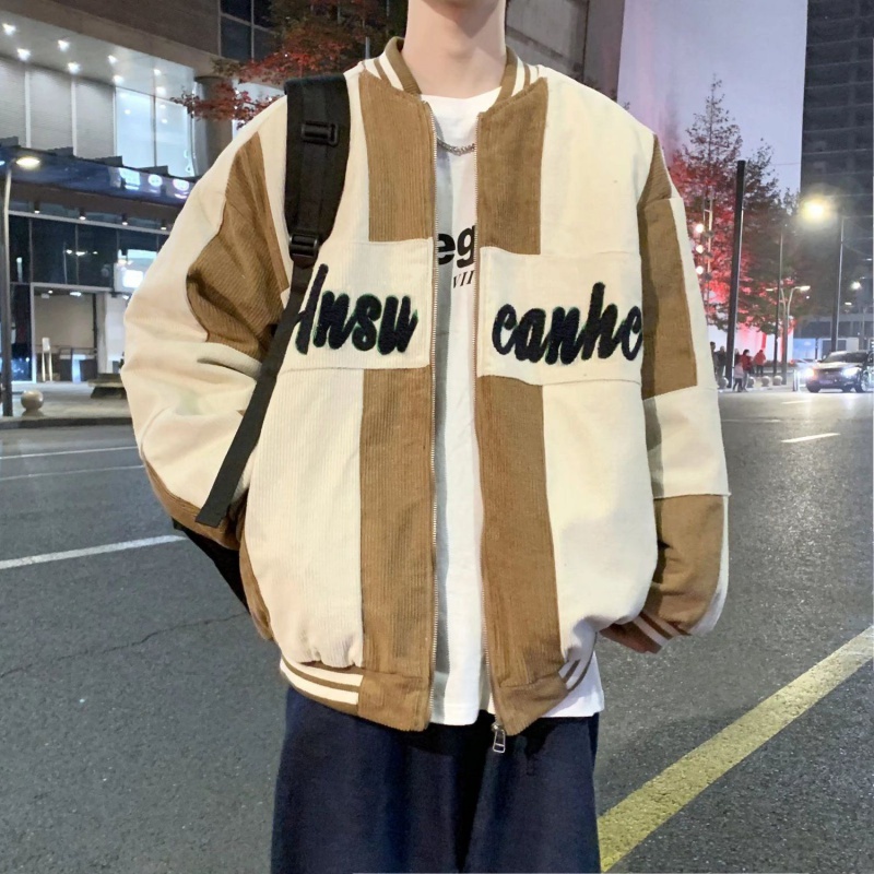 Áo Khoác Bóng Chày Vải Nhung Dáng Rộng Màu Sắc Retro Thời Trang Xuân Thu Cho Nam Và Nữ