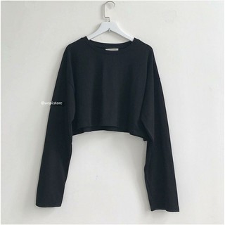 Áo Croptop Tay Dài YIN Basic Unisex (Đen/Trắng)