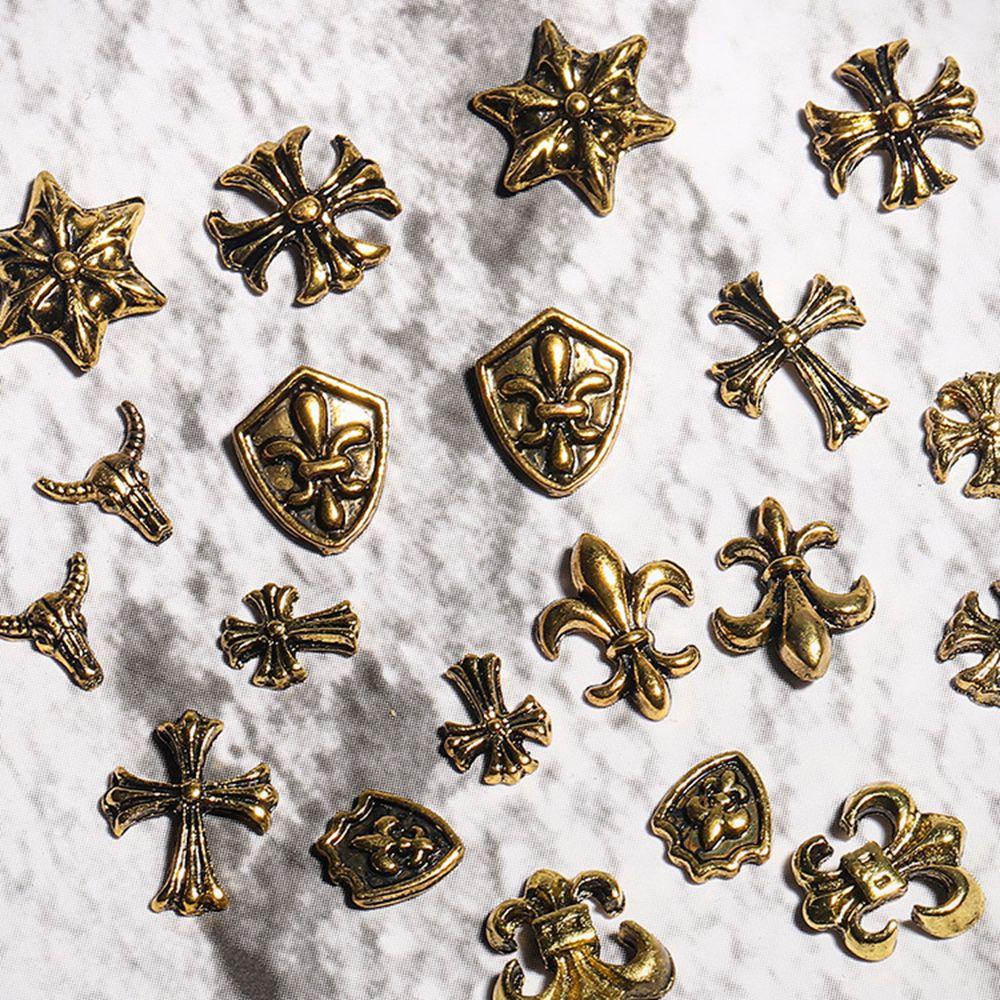 Phụ Kiện Trang Trí Móng Tay Hình Thánh Giá Bằng Kim Loại Phong Cách Punk Cổ Điển DIY