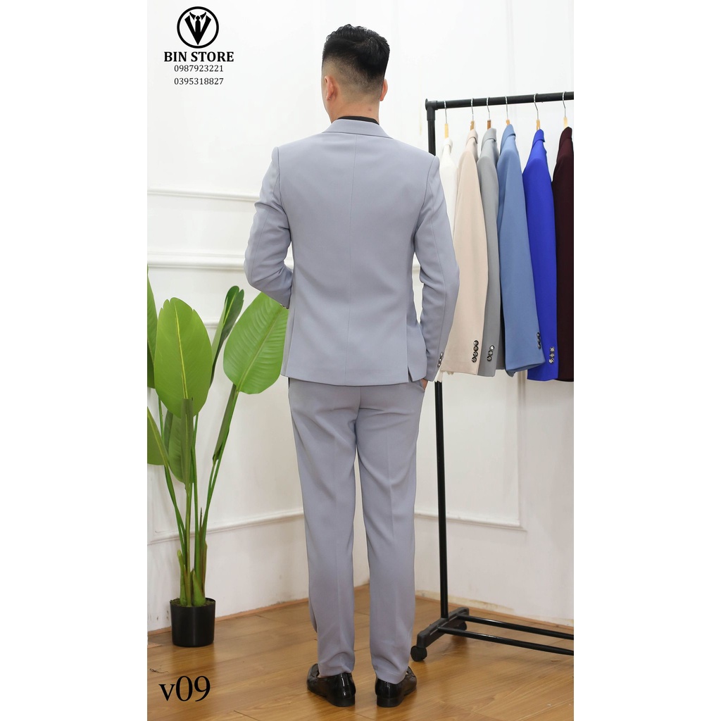 TẶNG SƠ MI.Bộ vest nam, áo vest nam, bộ suit nam màu xanh than, màu đen,trẻ trung,sang trọng,vest nam công sở, vest cưới