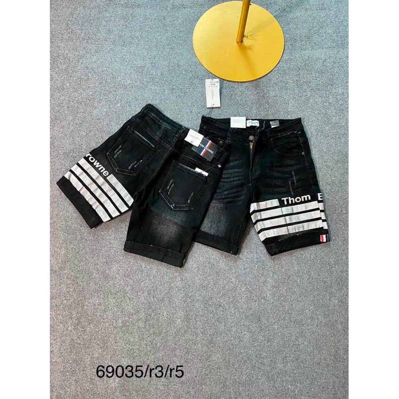 Quần bò ngố nam sọc ngang, quần short thom bò nam , Bin Store