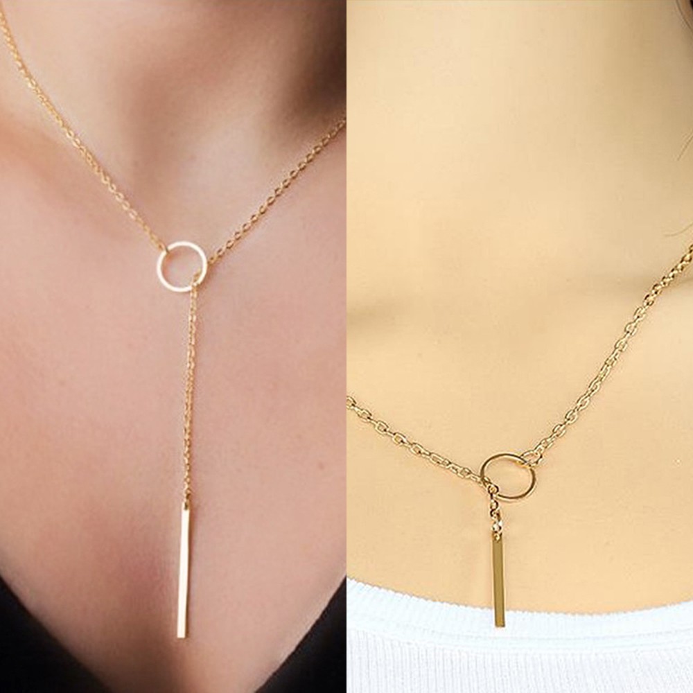 Vòng Cổ Choker Dáng Dài Phối Mặt Hình Tròn Thời Trang