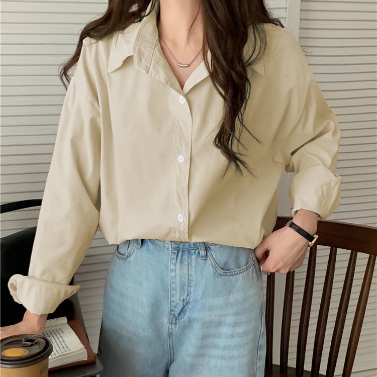 Áo Sơ Mi Tay Dài Dáng Rộng Phong Cách Hàn Quốc Thời Trang Mùa Xuân Mới 2022