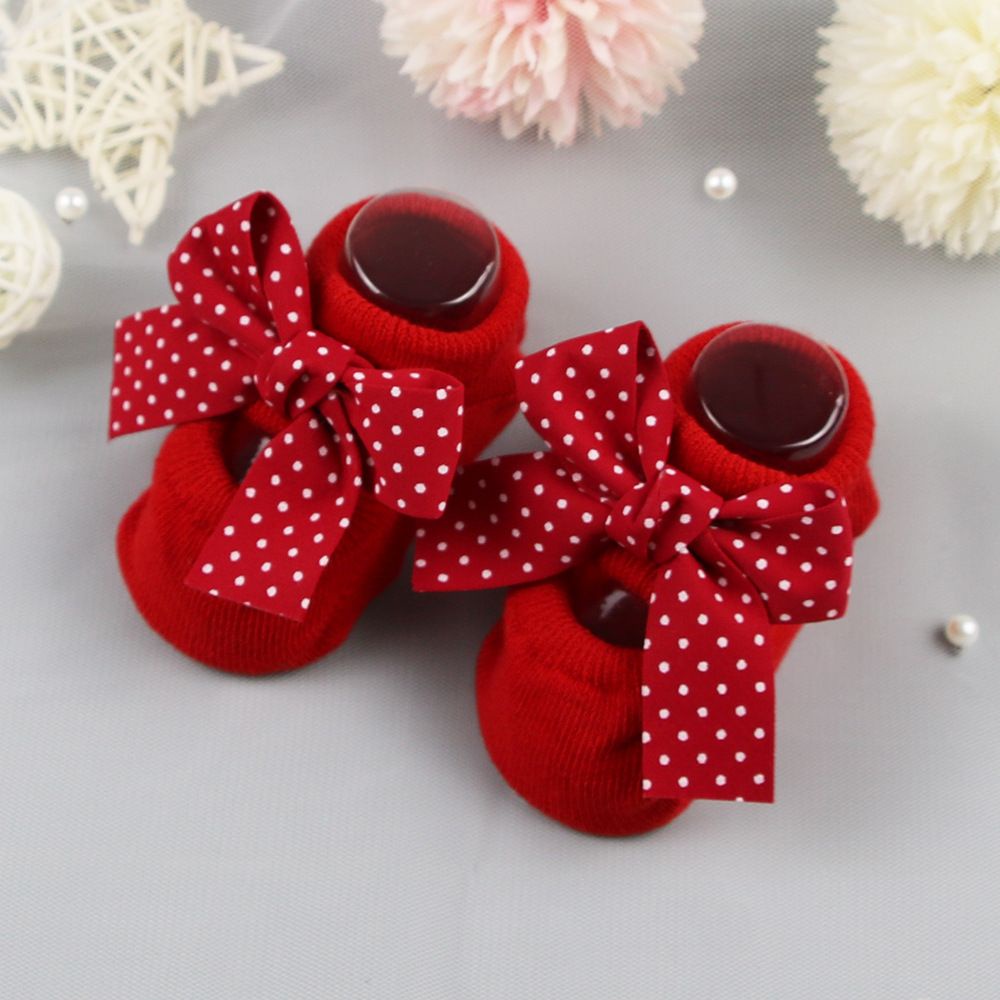 Vớ cotton mềm chống trượt đính nơ xinh xắn cho bé gái MIHAN1