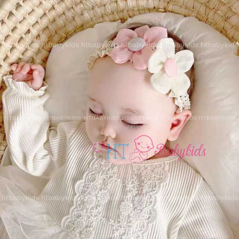 Băng Đô Turban Vải Đính Hoa Ren Cho Bé Gái