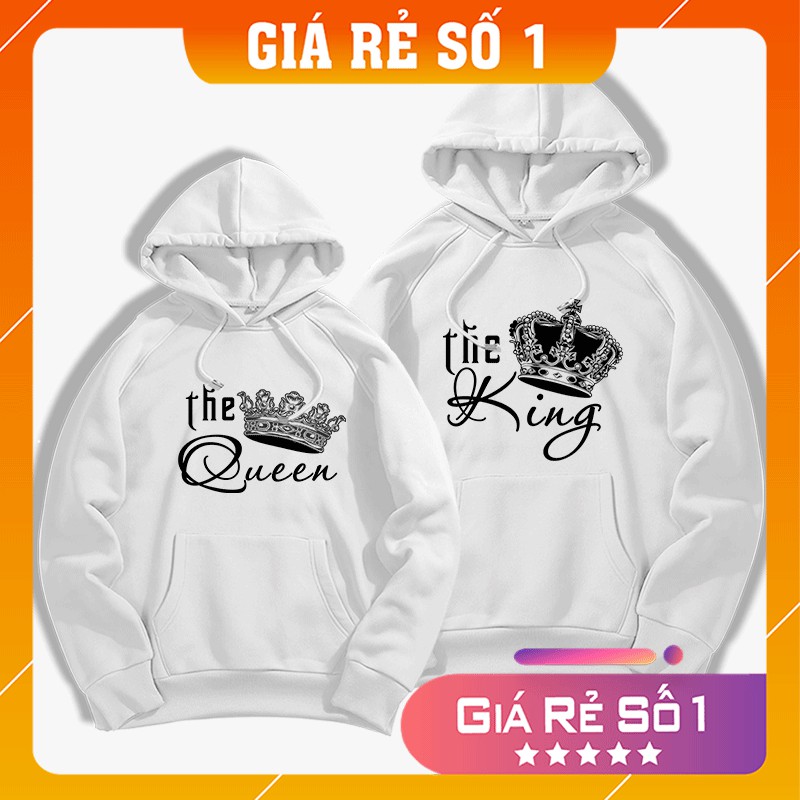 Áo Khoác Hoodie Couple Đôi The King The Queen Kiểu Dáng Unisex - Green Tee