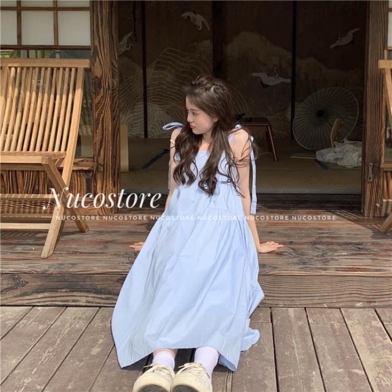 Váy 2 Dây Babydoll Thắt Nơ Vai, Đầm 2 Dây Quảng Châu